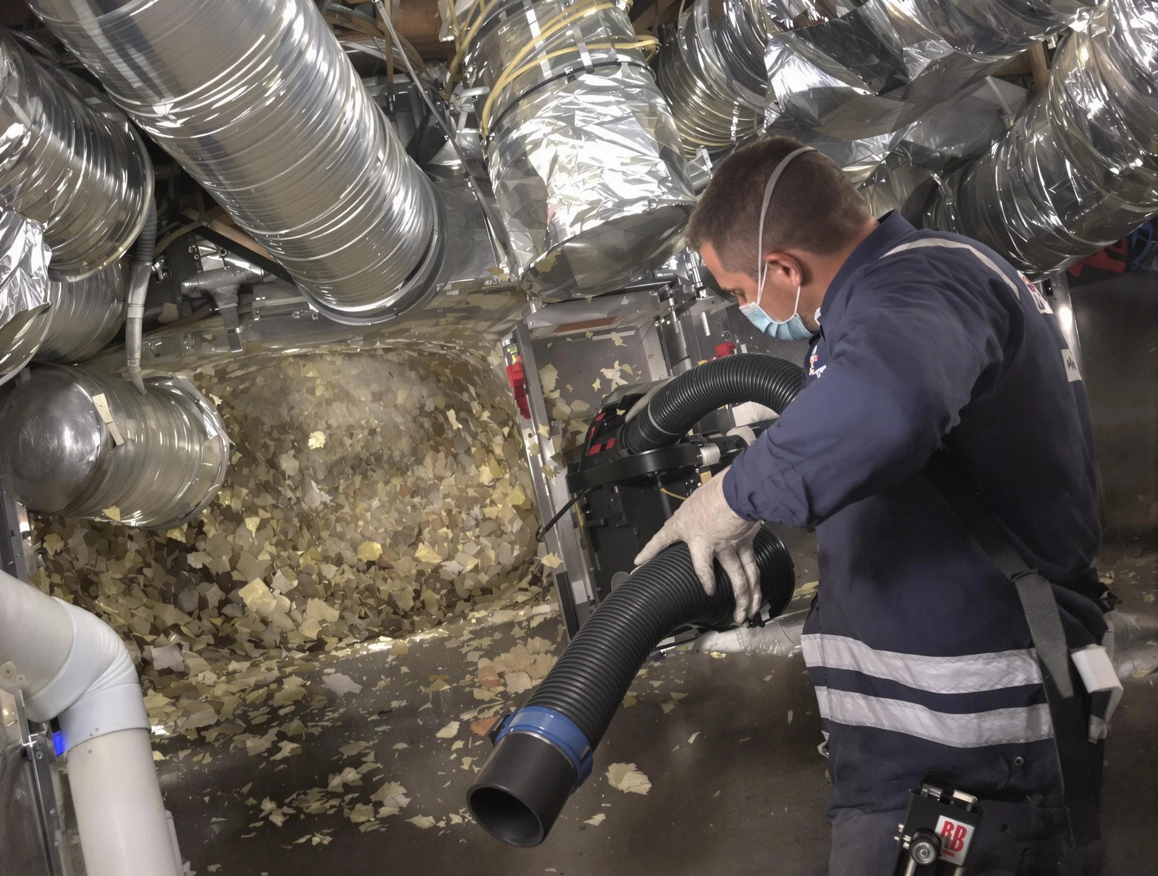 Sherrelwood Air Duct Cleaning specialist operating negative pressure cleaning equipment for thorough duct maintenance in Sherrelwood