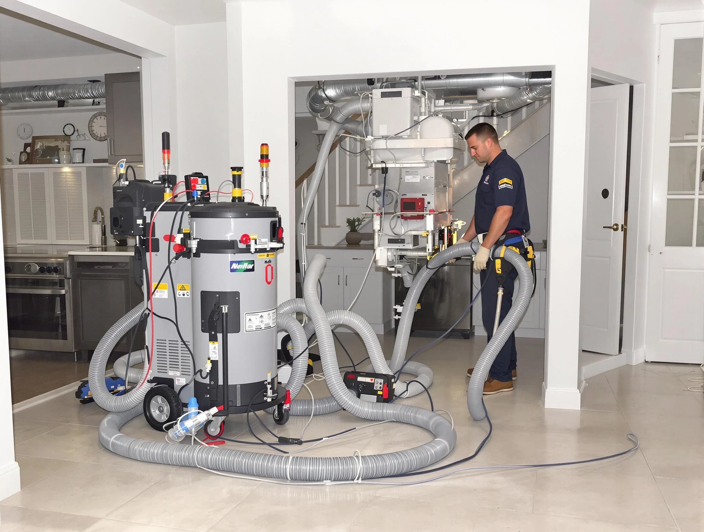 Sherrelwood Air Duct Cleaning technician operating negative pressure cleaning equipment for thorough duct maintenance in Sherrelwood