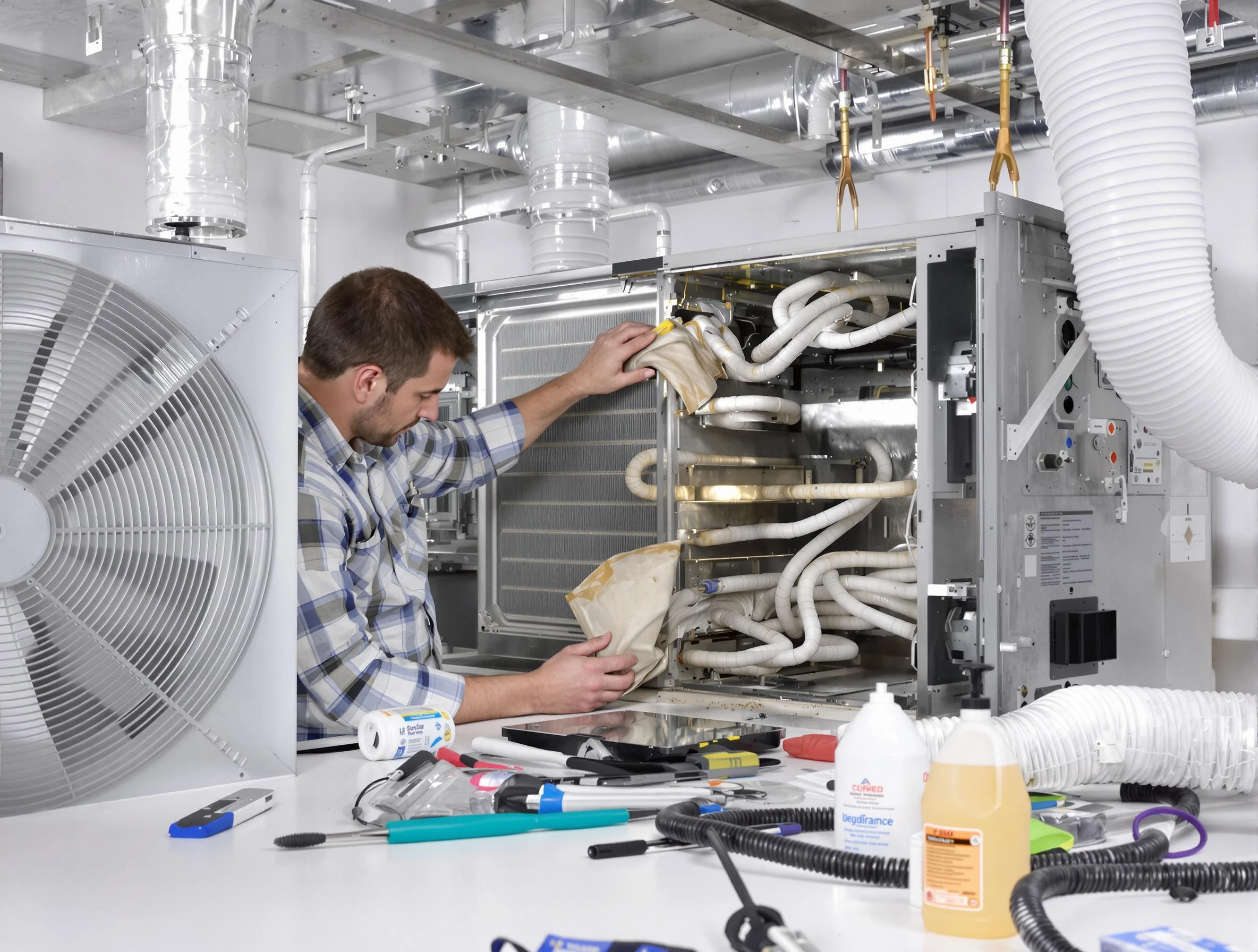 Sherrelwood Air Duct Cleaning specialist performing precision AC coil cleaning in Sherrelwood